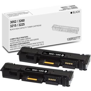 Phaser 3260 / Workcentre 3225 Black High Capacity Toner Cartridge Compatible for Xerox 106R02777 Toner for Xerox Phaser 3260 3260DI 3260DNI WorkCentre 3215 3215NI 3225 3225DNI Printer, (2 Pack)