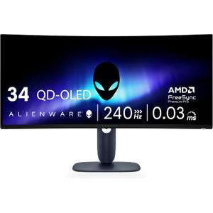 Alienware 34 240Hz QD-OLED Curved Gaming Monitor - AW3425DW - 34.2-inch WQHD (3440 x 1440) 0.03ms Display, 1800R Curve, AMD FreeSync Premium Pro, VESA AdaptiveSync, DisplayHDR TrueBlack 400