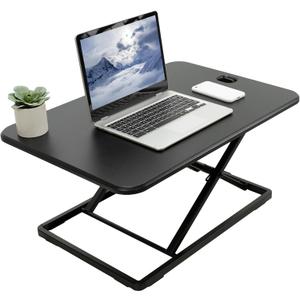 VIVO Ultra-Slim Single Top Height Adjustable Standing Desk Riser, Compact Sit Stand Desktop Converter for Monitor or Laptop, Steel, Black, DESK-V001J