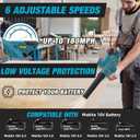 Cordless Leaf Blower for Makita 18V Battery,Electric Jobsite Air Blower with Brushless Motor,6 Variable Speed Up to 180MPH,2-in-1 Handle Electric Blower and Vacuum Cleaner(Battery Not Included)