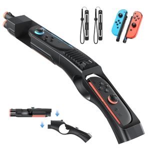 FASTSNAIL [Switch 1/2 Compatible] Shooting Game Gun for Nintendo Switch 2/1/OLED, Detachable Gun Handle with portable for Switch 2/1 Joypad, Hand Grip Controller Accessories for Switch Hunting Games (Black)