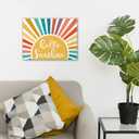 Boho Hello Sunshine Sign Canvas Wall Art Prints Painting Decor 1114 Inches, Colorful Sun Sunset Sunrise Sunshine Print Framed Artwork For Home Bedroom Living Room Girls Room