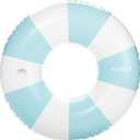 FUNBOY Giant Vintage Stripe Inflatable Tube Pool Float with Cup Holder 48" Large Pool Float for Adults Inner Tube Swimming Pool Toys Swim Rings Pool Lounger Float for Pool Party & Summer (Baby Blue)
