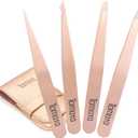Tweezers for Eyebrows, Slant Tip and Pointed Eyebrow Tweezer Set Great Precision for Eyebrows Facial Hair, Ingrown Hair, Splinter, Blackhead and Tick Remover (4-piece) (Gold)