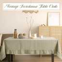 Mindsoft Sage Green Gingham Ruffled Tablecloth 84 x 60 Inches Rectangle Cotton Linen Checkered Table Cloth Buffalo Plaid Farmhouse Vintage Decorative Tablecover for Picnic Kitchen Dining Home Party