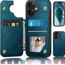 DJDUCK Designed for iPhone 17 Case Wallet with Card Holder, [Magnetic Clasp Cover] [RFID Blocking Leather Protection] Shockproof Women Men Cases 6.3 Inch for Apple 17 Teal