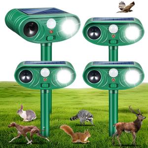 2026 Upgraded Solar Ultrasonic Animal Repellent IP65 Waterproof Deer Repellent Devices Motion Activated Cat Deterrent Outdoor with Flash Light to Keep Rabbit Skunk Squirrel Bear Out of Garden, 4 Pack