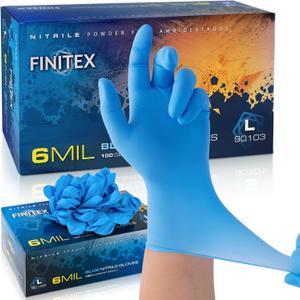 FINITEX Disposable Blue Nitrile Gloves 6mil Heavy Duty Latex-Free Glove 100PCS Cooking Food Safe Powder-Free Rubber Gloves (Small)