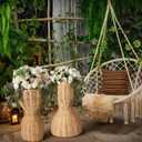2 Pcs 20 in Tall Wicker Reversible Outdoor Planter Basket Boho Rattan Plant Pots Decorative Woven Flower Pots for Porch Home Patio Backyard Indoor Garden, Dual Size 12 Inch 8 Inch, 12 inches and 8 inches