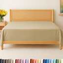 Twin Size Flat Sheet - Hotel Quality Top Flat Bed Sheet Only - Ultra-Soft, Comfy, Breathable & Cooling - Fade & Wrinkle Free - Easy-Care, Stain & Shrink Resistant Bedding - Easy-Fit & Oeko-Tex - Beige