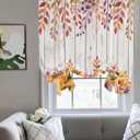 Thanksgiving Fall Maple Leaves Blackout Tie Up Curtains for Windows, Farm Country Pumpkins Daisy Rod Pocket Shade Valances, Adjustable Roll Up Balloon Curtain for Bedroom,Bathroom 1 Panel 34x45 Inch