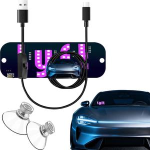 (Pink) LED Light Sign for Car, Taxi Sign Light Windshield Led Sign Car LED Decal with Suction Cups USB Plug for Cars, Trucks, SUVsDriver Accessories for carBumper Stickers