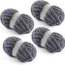 4 Pack Chunky Yarn for Hand Knitting - Chunky Chenille Blanket Yarn for Crocheting - Jumbo Fluffy Yarn for Crochet - Super Bulky Yarn 28.4 yds 7.7 oz Each Skein (Dark Gray)