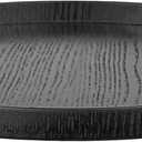 Round Solid Wood Serving Tray Extra Large Tea Coffee Snack Food Meals Serving Plate Non-Slip Kitchen Party Bar Server Ottoman Tray Breakfast Tray with Raised Edges (15inch/37.5cm) Black