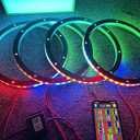 4PCS 8" Car LED Speaker Decorative Light Kit Dream Color Chasing Flow Series Spacer Ring Light Coaxial Speaker Lights Bluetooth App & Remote Controlled (4)