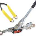 5 Ton Heavy Duty 3 Hook Steel Cable Dual Gear Power Puller Come Along Chain Winch Ratchet Tool & 2 x 36 Tie Down Strap with D Rings(3333 lbs)