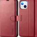 TUCCH Case Wallet for iPhone 13 6.1", Stand [RFID Blocking] [3 Card Holder] [TPU Shockproof Inner Shell], PU Leather Magnetic Protective Cover Compatible with iPhone 13 6.1" 2021, Dark Red