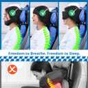 SARISUN Travel Pillow Combo with Chin Strap, Airplane Pillows with 3D Eye Mask for Sleeping, 360 Support Plane Head Strap for All Plane Seats, Long Flights Essentials, Stop Bobblehead, Red