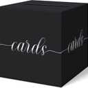QIKSION Black Wedding Card Box, Silver Foil  Box for Party, Wedding Reception, Graduation, Birthday, Baby Shower, Raffle