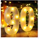 Decorative Led Light Up Number Letters, White Plastic Marquee Number Lights Sign for 60th Birthday Party Wedding Decor Battery Operated Number (60)