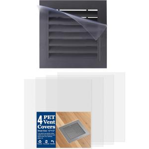 4 Pack PET Vent Covers with Nano Adhesive, 12" X 12" for Floor, Wall, Ceiling Vents and Air Registers, for RV, Home, Office AC Vents, Non-Magnetic, Fits on Plastic, Wood, Iron, Aluminum Vent Covers