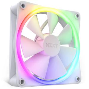 NZXT F120 RGB  120mm RGB PWM PC Fan  High Airflow, Low Noise  Fluid Dynamic Bearing  Single (Requires NZXT RGB Controller for CAM Software)  18 LEDs  White
