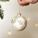 DN DECONATION Christmas Ball Ornaments Set of 12  3.14 White Glass Ball Ornaments with Gold Glitter Lines, Elegant Glass Christmas Decorations for Tree Holiday Dcor Wedding Party & Home