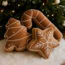 Beeveer 5 Pcs Brown Christmas Throw Pillows Gingerbread Christmas Tree Snowflake Peppermint Shaped Pillows Stuffed Decoration for Home Xmas Winter Holiday Bed Sofa Couch Party