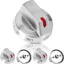 Upgraded 5pcs DG64-00473A Top Burner Control Dial Knob Replaces Samsung Oven Gas Stove Knob Black Stainless Steel NX58H5600SS NX58H5650WS NX58J7750SS NX58M6850SS NX58K7850SS