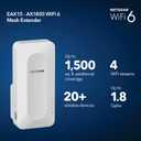 NETGEAR WiFi 6 Mesh Range Extender (EAX15) - Add up to 1,500 sq. ft., 20 Devices with AX1800 Dual-Band Wireless Signal Repeater (up to 1.8 Gbps Speed), WPA3 Security, One Network Name