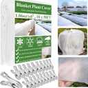 Plant Covers Freeze Protection 10 x 50Ft with 20 Stainless Steel Clip- Frost Cloth Plant Blankets Garden Fabric Freeze Cover for Outdoor Plant Raised Bed Greenhouse Winter Frost Sun Protection