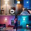 Smart Floor Lamp with APP & Remote Control - Dimmable RGB & White Light (3000K-6500K) for Living Room, Bedroom, Office - Modern Standing Lamp with 9W LED Bulb Included