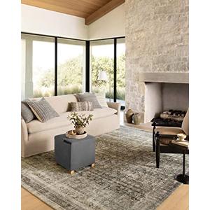 Loloi Amber Lewis Morgan Collection MOG-02 Navy/Sand 2'-0" x 5'-0" Accent Rug, Neutral Area Rug for Room Décor, Vintage Rug Inspired, Soft Area Rug for Living Room, Bedroom, Dining Area