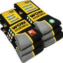 SOXCO WORK Socks for Men Crew Length Black Socks 6 Pairs, US 13-15