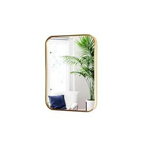 ZYGNHMO Gold Aluminum Metal Framed Mirror with Rounded Corners, Rust Resistant, Wall Mounted Mirror for Bedroom or Living Room, Vertical or Horizontal Hanging (Gold, 11.8x15.7inch)