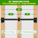 SELEWARE Heavy Duty Wall Mount Pull Up Bar, Joist Mount Chin Up Bar for Doorway, Sturdy Steel Construction, w/Resistance Band Hooks, Fits 32"/36" Wall Studs for Home Gym Strength Training