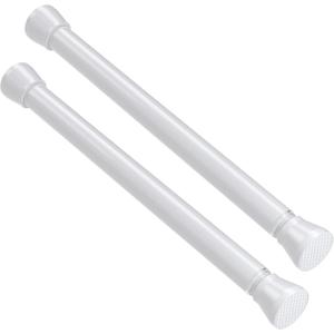 2 Pack Tension Rods 16 to 26 Inch Spring Adjustable Curtain Rods No Drilling White Tension Rods Expandable Pressure Spring Tension Rod for Closet, Doorway