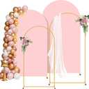 2 Pack Metal Arch Backdrop Stand and Cover Set (6FT / 7.2FT), Backdrop Arch Stand with Pink Arch Backdrop Cover