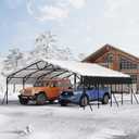 Metal Car Port, 20x20x9FT Metal Garage with Steel Frame, Heavy Duty Carports for Car, Boats and Tractor