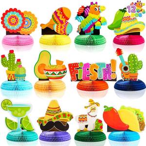 12 Cinco De Mayo Fiesta Honeycomb Table Centerpiece 8.5 for Fun Fiesta Taco Party Supplies, Luau Event Photo Props, Mexican Theme Decoration, Carnivals Festivals, Taco Tuesday Event