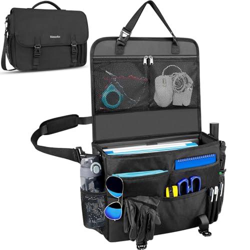 MENZOKE Car Front Seat Organizer, Patrol Bag Law Enforcement, Hanging Passenger Seat Car Organizer with 17 Inch Laptop Storage, Adjustable Strap Backseat Organizers for Truck Office, Police, Black