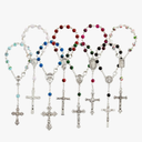 Juvale 24 Pack Small Catholic Rosary Bracelet for Women and Men - Prayer Beads for Baptism Christening, Prayer Room, Altar, (8 Colors & Crucifix Designs) - Rosary Beads Bracelet