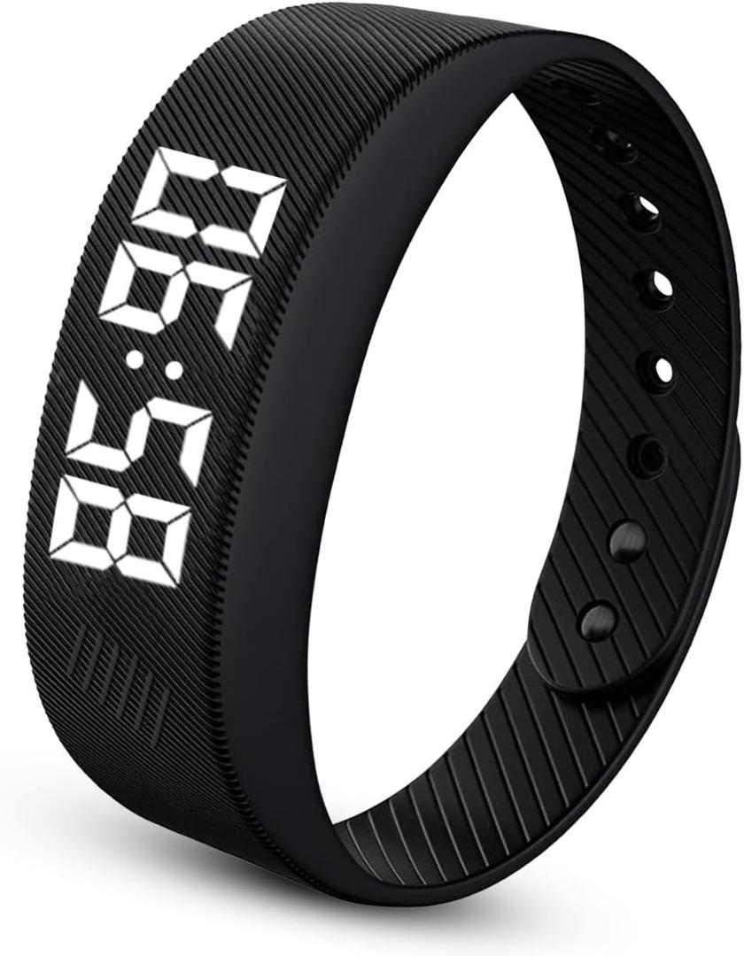 Waterproof Vibrating Alarm Clock Watch with Light-Up Display, Dual Alarms for Sleep & Sports Timekeeping, USB Charging, Ideal for Students & Athletes (Black)