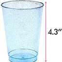 Homy Feel 12 Oz Blue Glitter Plastic Cups - 50PCS Disposable Cocktail & Wine Cups for Wedding Party