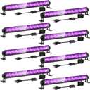8 Pack 40W LED Black Light Bar, Black Lights Light Up 4000ft with Switch+Plug+6ft Cord, for Glow Party Supply, Halloween, Bedroom, Body Paint, Fluorescent Party