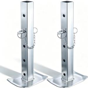 2 Pcs Drop Leg and Pin for Jack, 8000 lbs, Adjustable Jack Stand for 2 Inch Square Tube Trailer, Heavy Duty Galvanized Steel Drop Legs with 5 Mounting Holes for Car Maintenance Support
