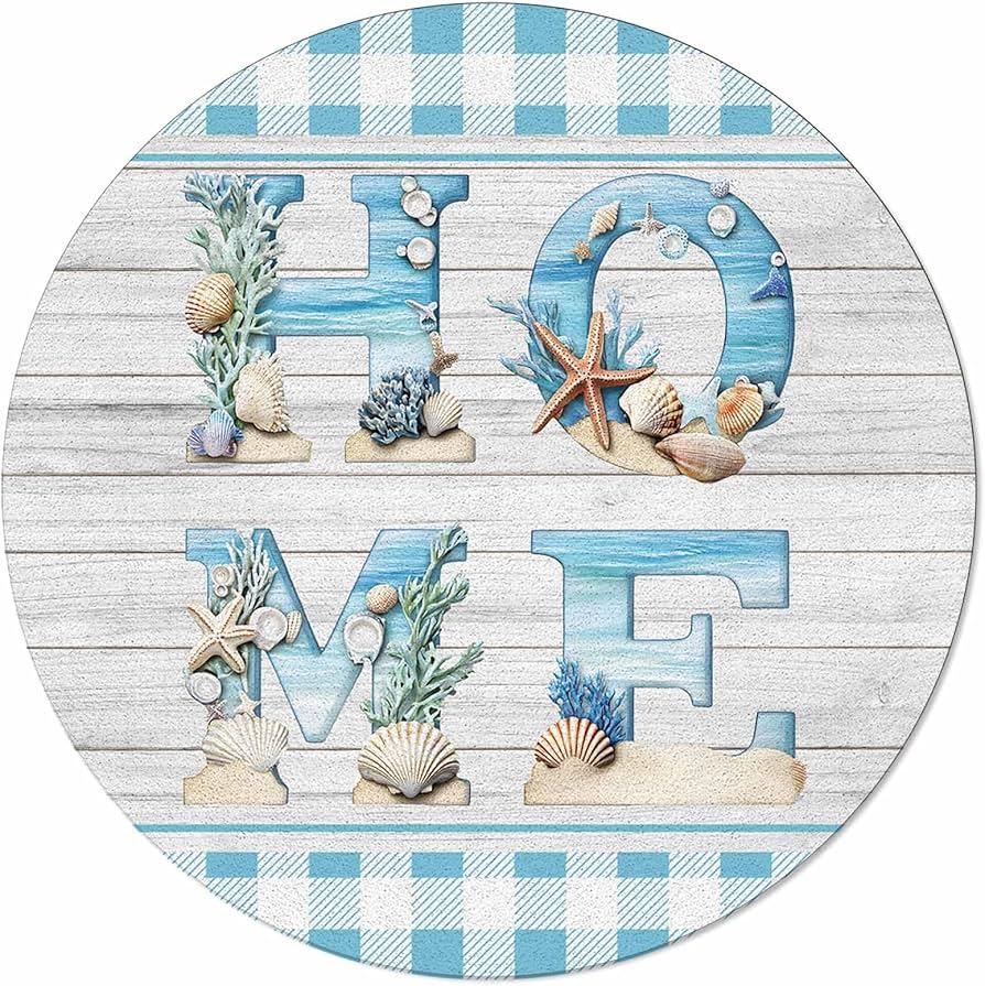 Home Cloth Napkins Set of 4, Beach Starfish Shell Reusable Dinner Napkins Cloth Blue Plaid Wood Grain Washable Dinner Towel for Wedding Party Kitchen Table Decoration, 20x20 Inch