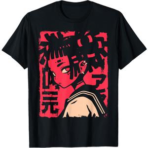 Harajuku Cyberpunk Black Girl Anime Manga Waifu Japanese T-Shirt (Black, XXL)