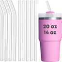 ALINK 10 Pack Reusable Clear Straws for Stanley 20 oz 14oz Tumbler, Tritan Hard Plastic Straws for Yeti Rtic 30oz 25 oz 26 oz 20 oz Tumbler, Mason Jar 16oz Venti Cup with Brush