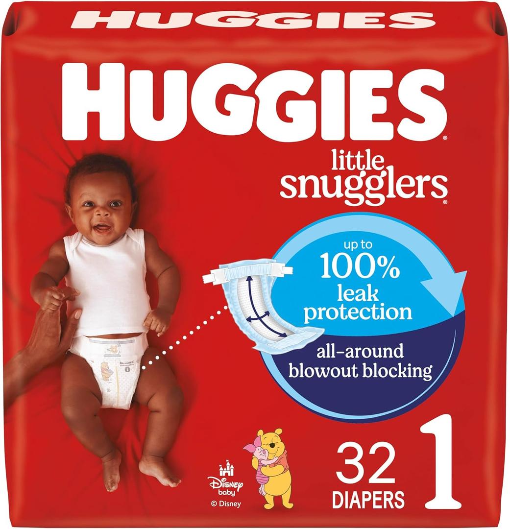 Huggies Size 1 Diapers, Little Snugglers Baby Diapers, Size 1 (8-14 lbs), 32 Count